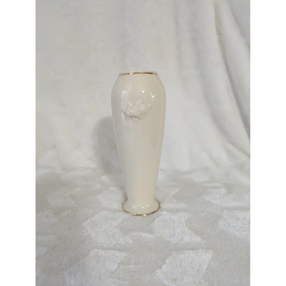 Lenox Small Vase  Ivory Rose & Gold Rimmed